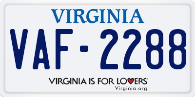 VA license plate VAF2288