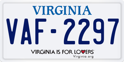 VA license plate VAF2297
