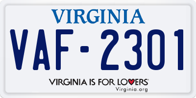 VA license plate VAF2301