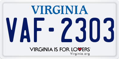 VA license plate VAF2303