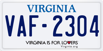 VA license plate VAF2304