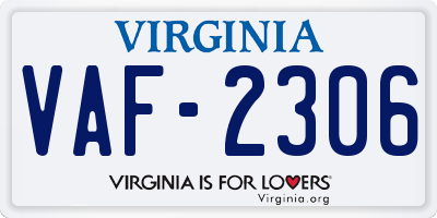 VA license plate VAF2306