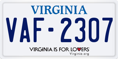 VA license plate VAF2307