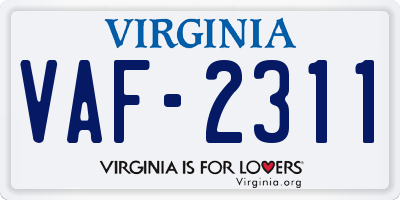 VA license plate VAF2311