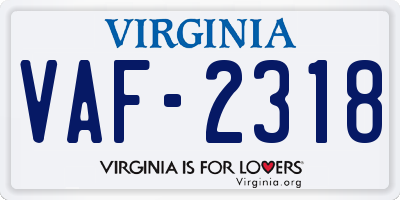 VA license plate VAF2318