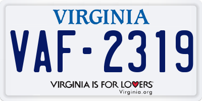 VA license plate VAF2319