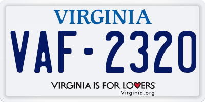 VA license plate VAF2320