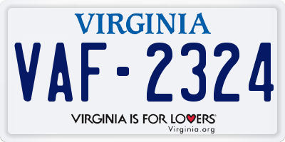 VA license plate VAF2324