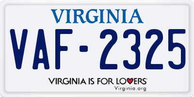 VA license plate VAF2325