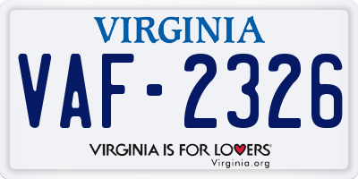 VA license plate VAF2326