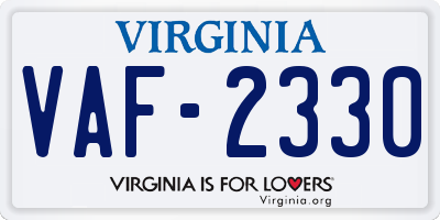 VA license plate VAF2330