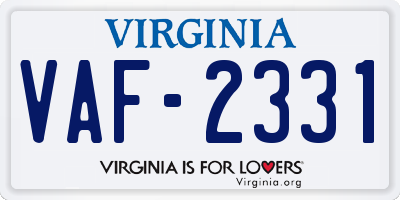 VA license plate VAF2331