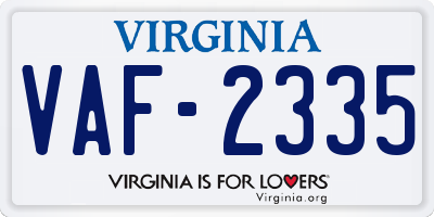 VA license plate VAF2335