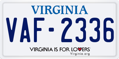 VA license plate VAF2336