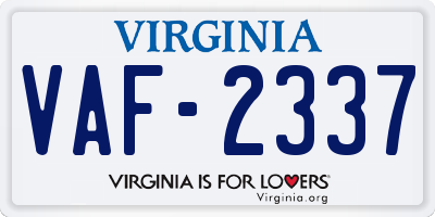 VA license plate VAF2337