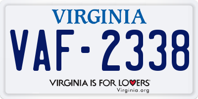 VA license plate VAF2338