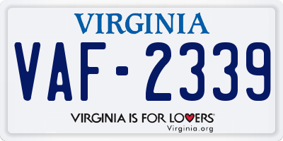 VA license plate VAF2339