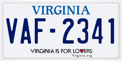 VA license plate VAF2341