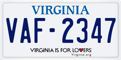 VA license plate VAF2347
