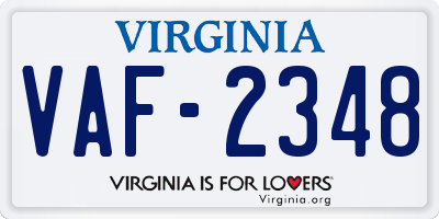 VA license plate VAF2348