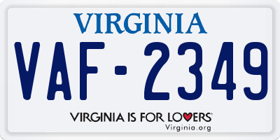 VA license plate VAF2349