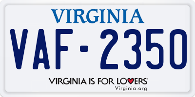VA license plate VAF2350