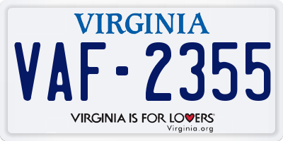 VA license plate VAF2355