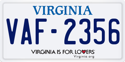 VA license plate VAF2356
