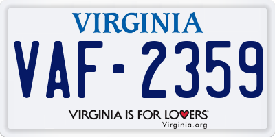 VA license plate VAF2359