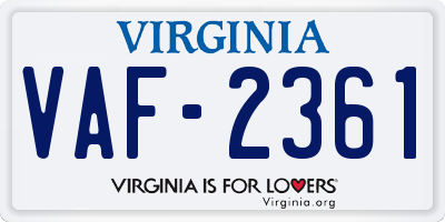 VA license plate VAF2361