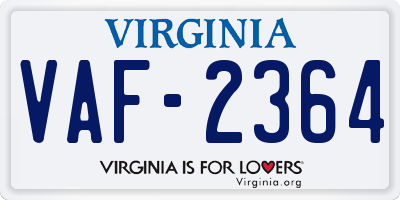 VA license plate VAF2364