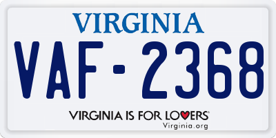 VA license plate VAF2368