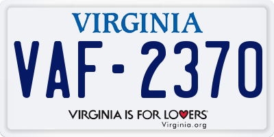 VA license plate VAF2370