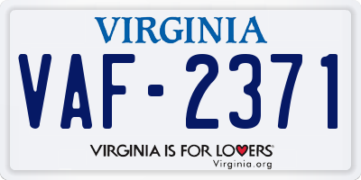 VA license plate VAF2371
