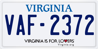 VA license plate VAF2372
