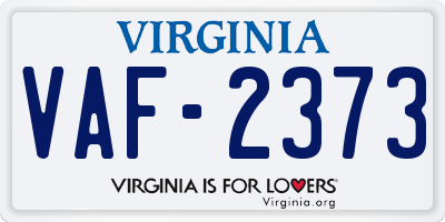 VA license plate VAF2373