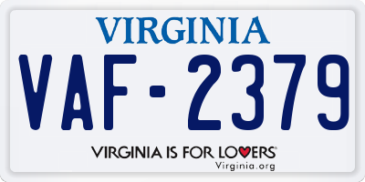 VA license plate VAF2379