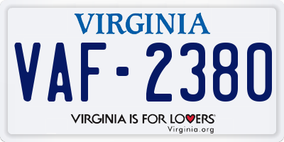 VA license plate VAF2380