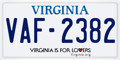 VA license plate VAF2382