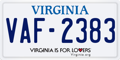 VA license plate VAF2383