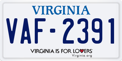 VA license plate VAF2391