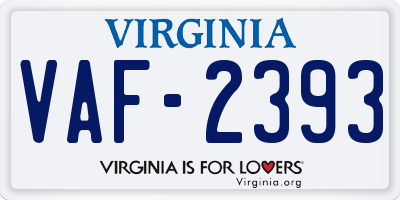 VA license plate VAF2393