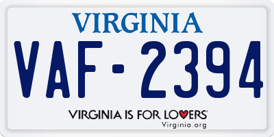 VA license plate VAF2394