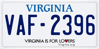 VA license plate VAF2396