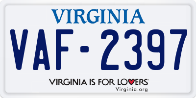 VA license plate VAF2397