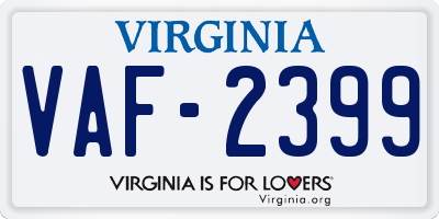 VA license plate VAF2399