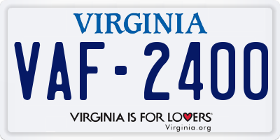 VA license plate VAF2400