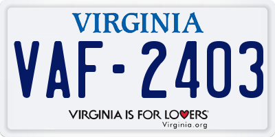 VA license plate VAF2403