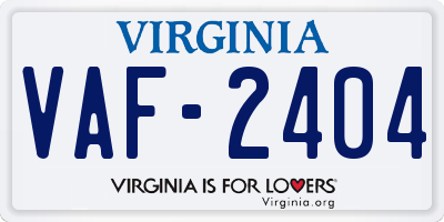VA license plate VAF2404