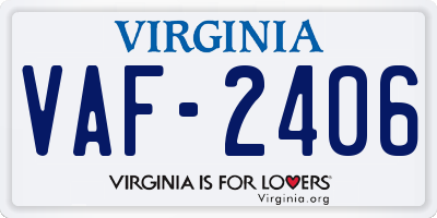 VA license plate VAF2406